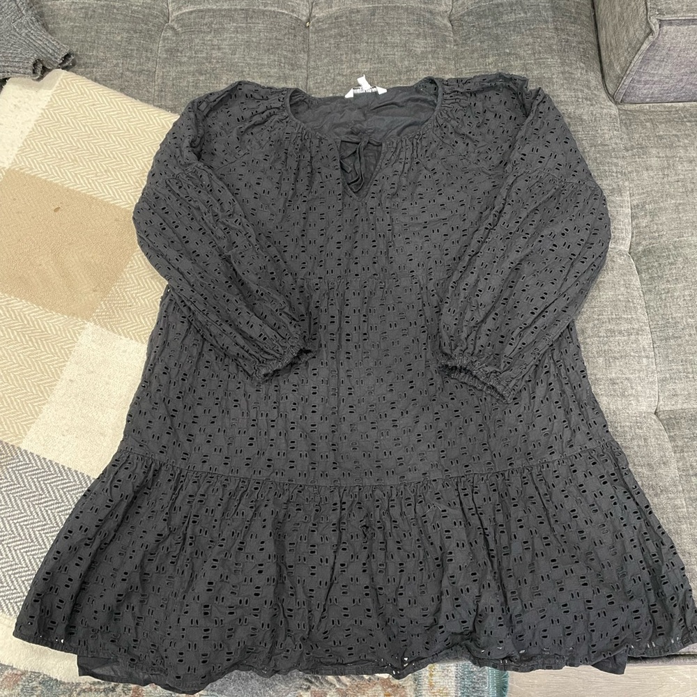 Elizabeth & James Black Eyelet Dress Long Sleeves